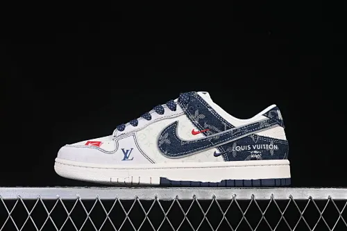 All categories Nk SB Dunk Series Nk SB Dunk Low High-end customized low-top sneakers Nike SB Dunk Low LV co-branded Zhuba blue jeans Anniversary high-end customized low-top casual sneakers YX5066-381